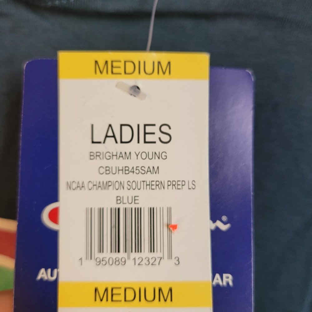 NWT Champion Tee Long Sleeve Crew Neck Brigham Young Cougers NCAA Ladies Size M - Picture 8 of 12